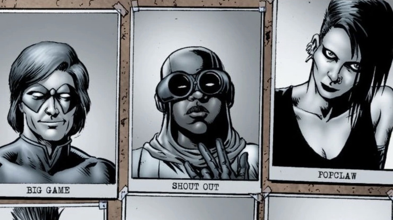 Teenage Kix's pictures on the wall in The Boys comic - Big Game, Shout Out, and Popclaw