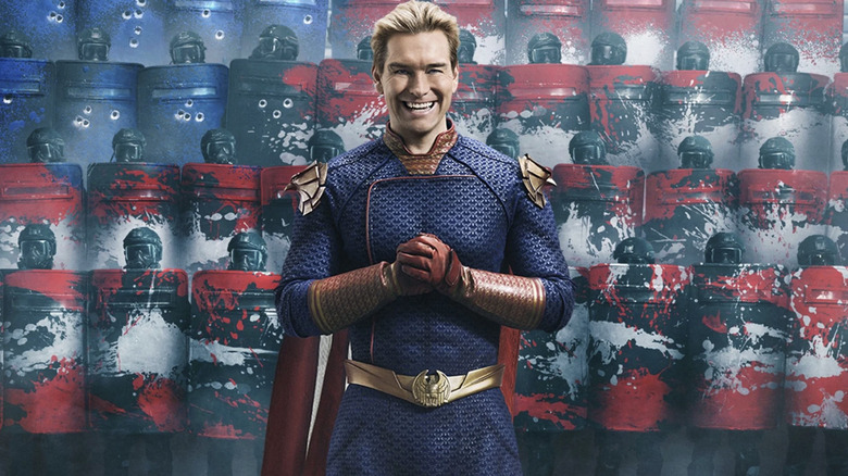 The Boys Season 4 trailer - Homelander in front of riot shields painted like American flags