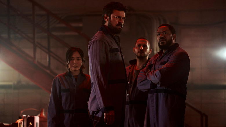 The Boys cast in a warehouse