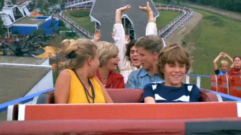 The Brady Bunch on the Racer roller coaster in The Brady Bunch