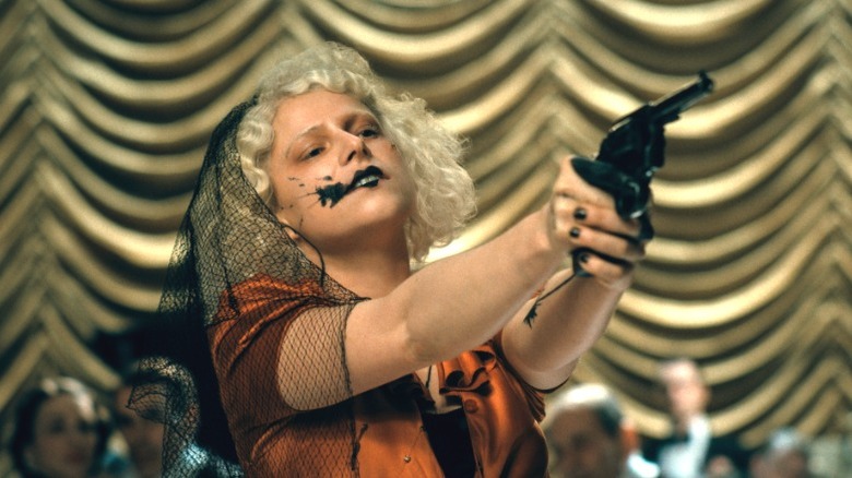 The Bride points a gun in The Bride!