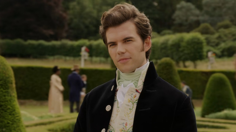 Colin Bridgerton (Luke Newton) in garden in Bridgerton