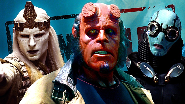 Composite image from Hellboy 2 of Prince Nuada, Hellboy, and Abe Sapien