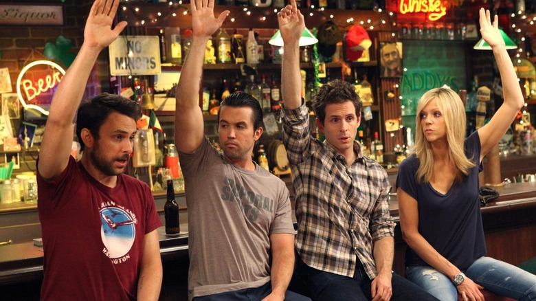 It's Always Sunny cast raising hands