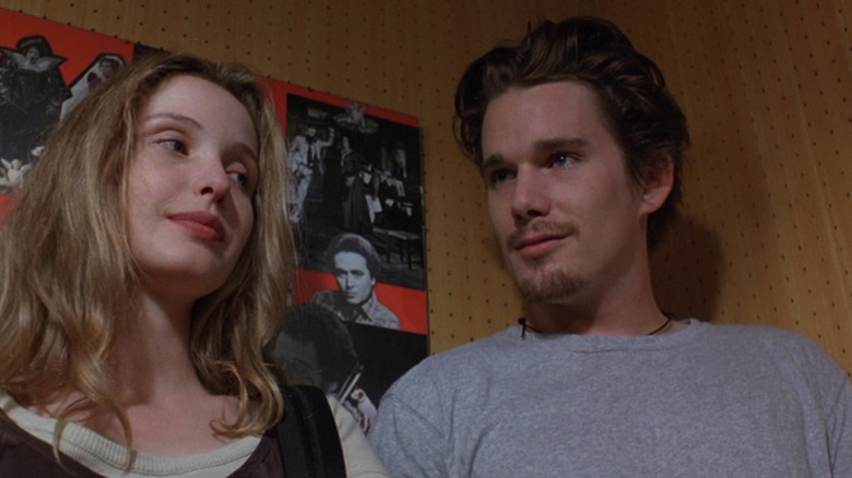 Before Sunrise (1995) - Céline and Jesse standing in corner of music store together