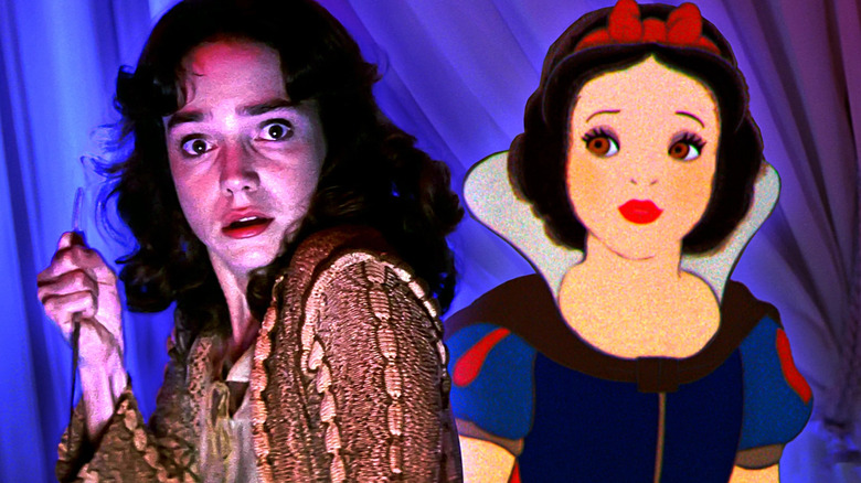 Composite image of Susie Bannion in Suspiria next to Disney's Snow White