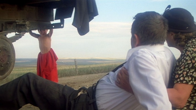 Baby Kal-El lifts a truck in Superman 1978
