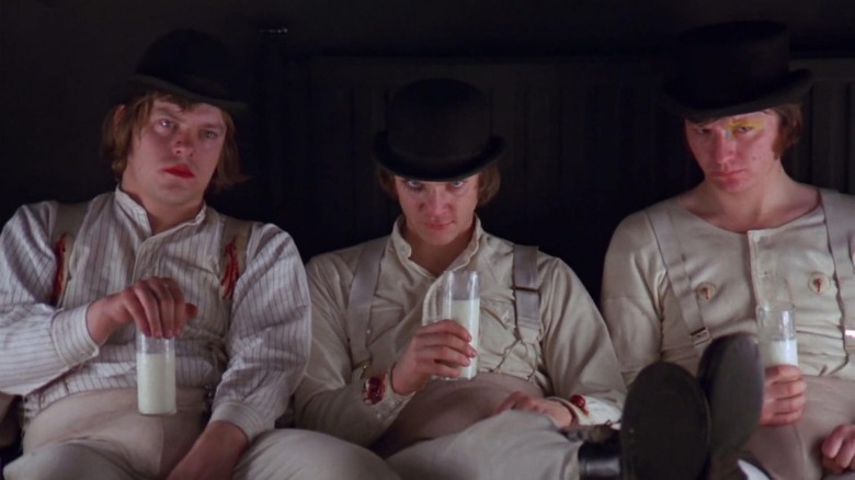 Warren Clarke, Malcolm McDowell, and Michael Tarn in A Clockwork Orange