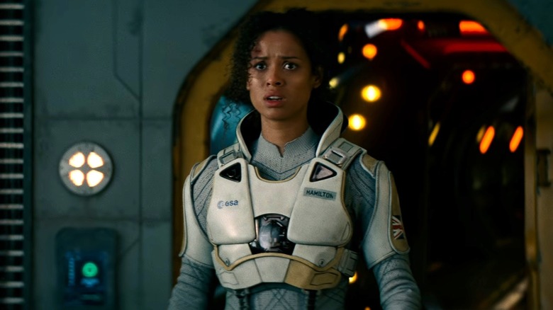 Gugu Mbatha-Raw looking scared in The Cloverfield Paradox