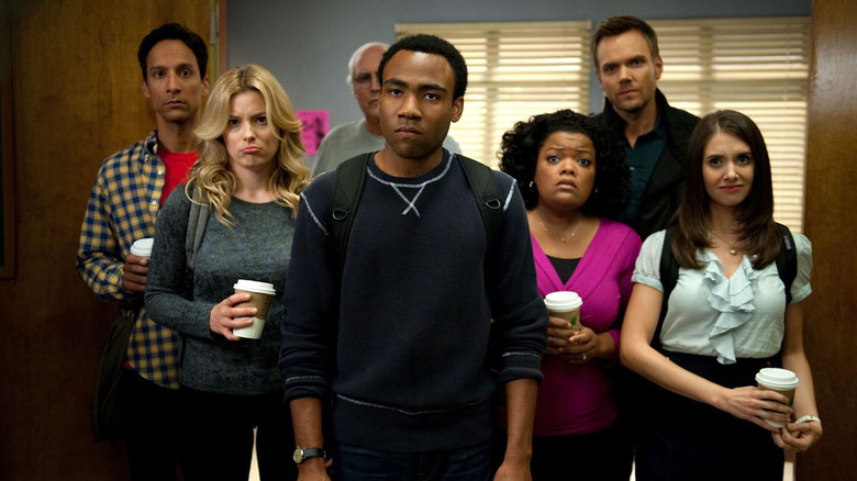 The gang looking upset in Community