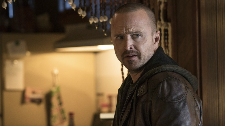 Jesse Pinkman looks worried in "El Camino: A Breaking Bad Movie"