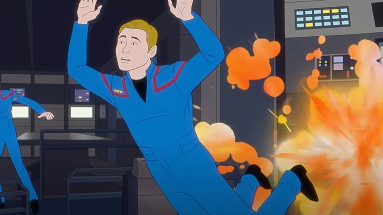 Connor Trinneer's Trip Tucker caught in an explosion on Star Trek: Very Short Treks