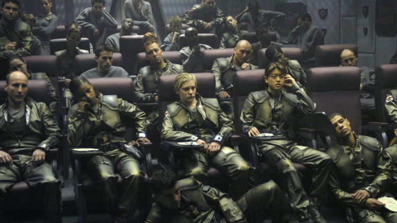 The survivors aboard the main starship Battlestar Galactica 2004