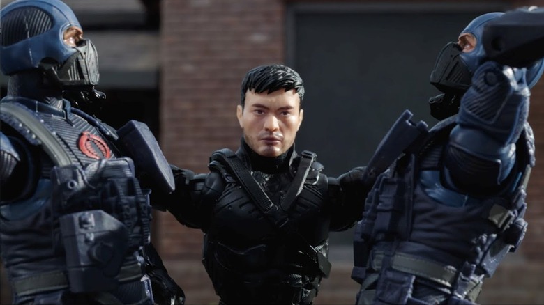 Snake Eyes beating up members of Cobra in the short Snake Eyes Has Something to Say