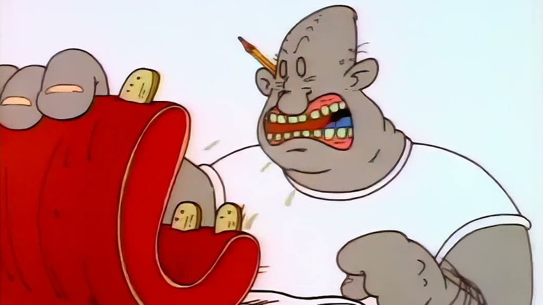 Lupo holding some meat in the 1987 animated short Lupo the Butcher