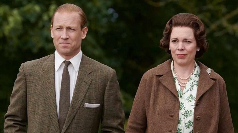 Tobias Menzies and Olivia Colman as Prince Philip and Queen Elizabeth in The Crown