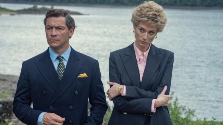 Dominic West and Elizabeth Debicki in The Crown