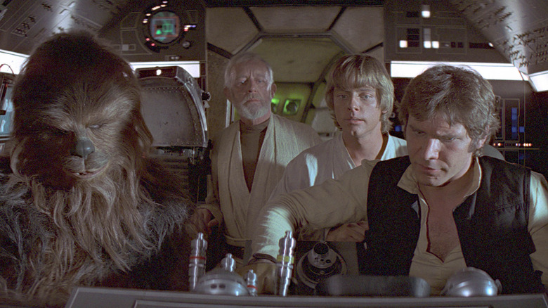 Alec Guinness Mark Hamill Harrison Ford Peter Mayhew Star Wars Episode IV A New Hope