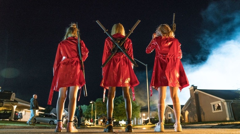 Three of the girls preparing for battle in Assassination Nation
