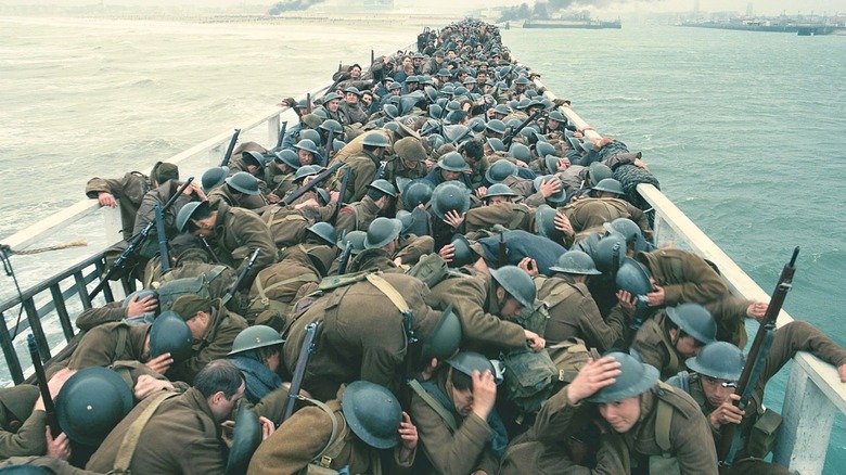 Soldiers bracing in Dunkirk