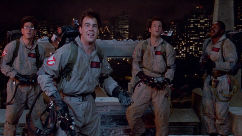 Harold Ramis, Dan Aykroyd, Bill Murray, and Ernie Hudson in Ghostbusters