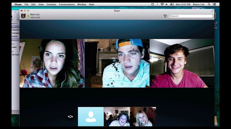 three men and two women in a skype call in the movie unfriended