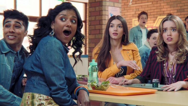 Aimee Lou Wood, Chaneil Kular, Simone Ashley and Mimi Keene