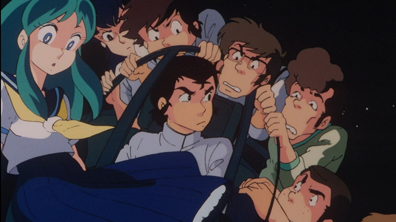 The friends in a harrier plane in Urusei Yatsura 2: Beautiful Dreamer