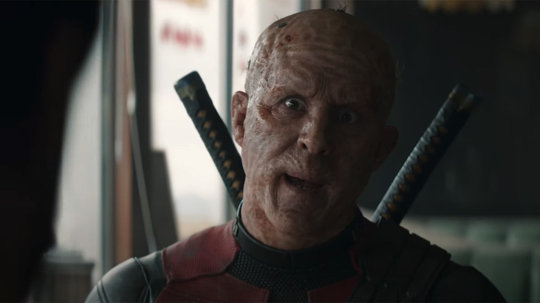 Wade Wilson unmasked, looking surprised in Deadpool & Wolverine