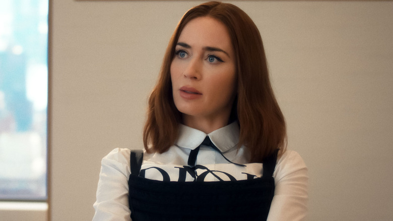 Emily Charlton (Emily Blunt) looks shocked in The Devil Wears Prada 2