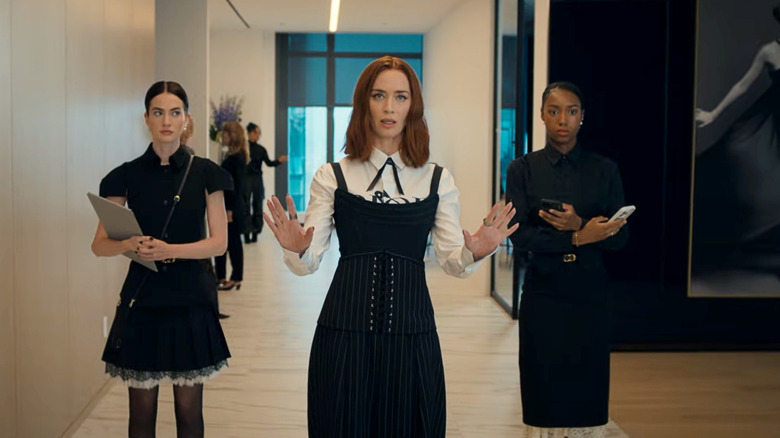 Emily Charlton (Emily Blunt) looks shocked in The Devil Wears Prada 2