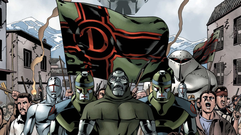 Books of Doom - Doctor Doom leading march of Latverian rebels