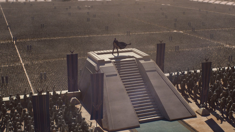 Paul Atraides commanding his vast armies in Dune: Part Three