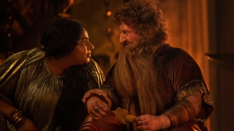 Sophia Nomvete and Owain Arthur in The Lord of the Rings: The Rings of Power