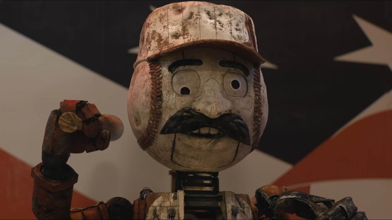 Pop Fly winding up with a baseball bat