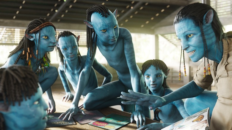 Sigourney Weaver as Grace Augustine teaches a group of Na'vi students in Avatar