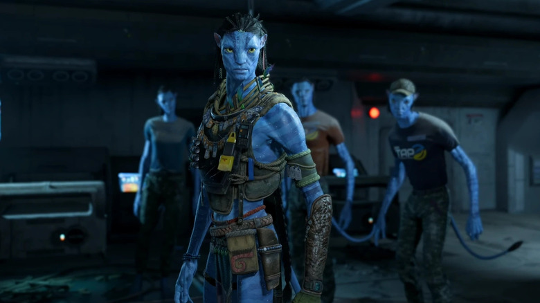 Dusan Dukic as So'lek stands in front of his fellow Na'vi in Avatar: Frontiers of Pandora