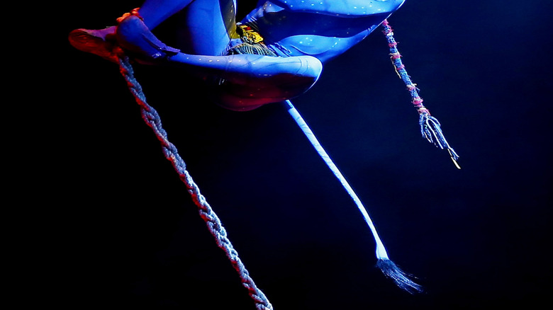 A Na'vi holds a sacred object in Toruk - The First Flight