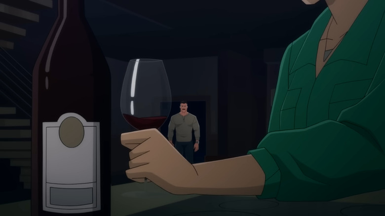 Nolan watches Debbie drink wine in Invincible