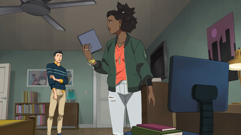 Amber snoops around Mark's room in Invincible