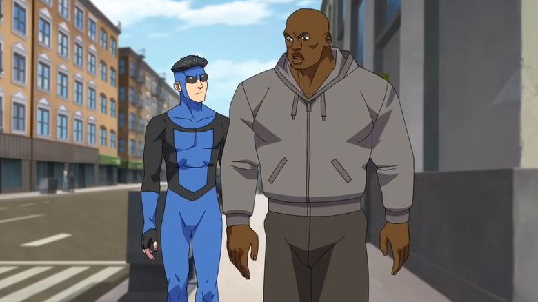 Titan and Invincible walk down the street together in Invincible