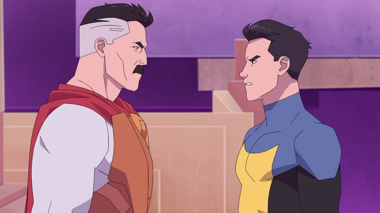 Nolan and Mark glare at each other in Invincible