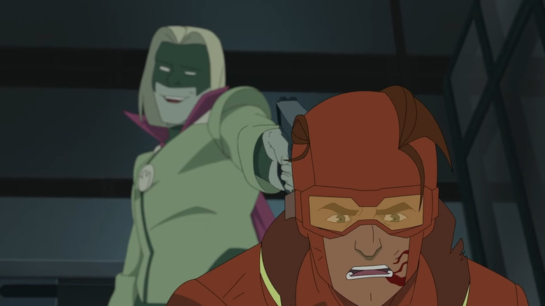King Lizard holds a gun to Rex Splode's head in Invincible