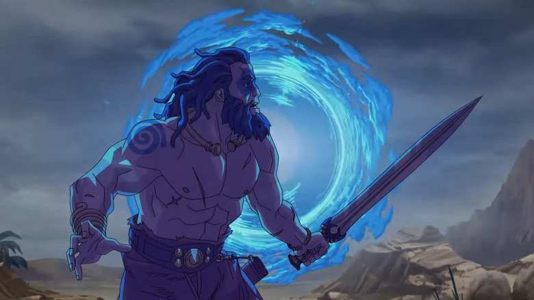The Immortal stands in front of a blue light during ancient times in Invincible