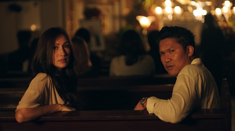 Anna (Solenn Heussaff) and Duke (Dante Basco) in the church in "The Fabulous Filipino Brothers"