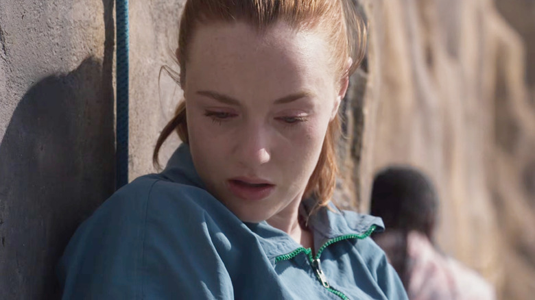 Harriet Slater as Jax looking terrified in Fall 2: Deadpoint