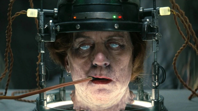 The decapitated head of Congresswoman Diane Welch on a table in Fallout