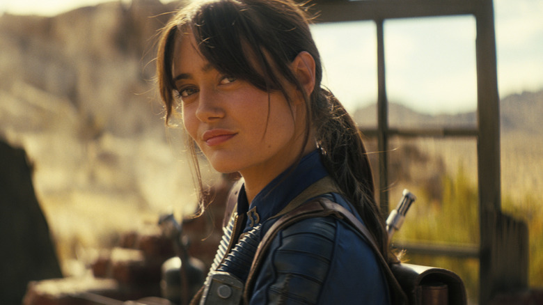 Ella Purnell as Lucy MacLean looking thoughtful on Fallout