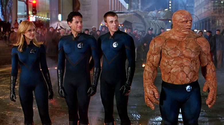 The Fantastic Four standing in a line in Fantastic Four