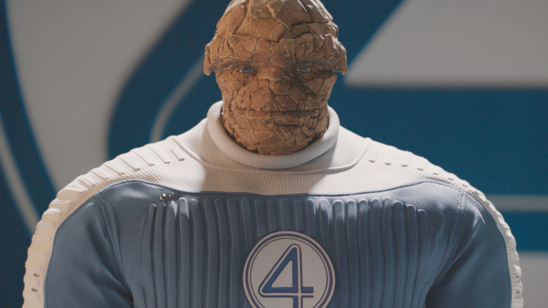 The Thing wearing his Fantastic Four uniform in The Fantastic Four: First Steps